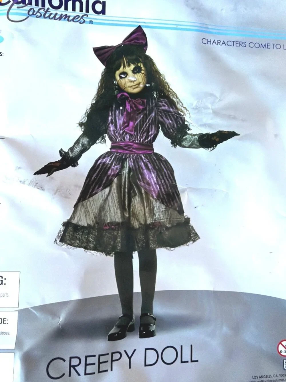 Creepy Doll Halloween Costume Scary Cosplay Set Child Size X-Large